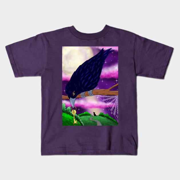 Spooky Raven Kids T-Shirt by MelanieJeyakkumar